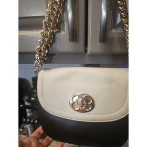 EMMA FOX Womens Navy/Cream Leather/Crossbody purse clutch shoulder bag